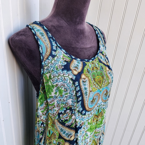 Patrons of Peace Sleeveless Shift Dress Handkerchief Boho Hi- Low Racerback L - Picture 3 of 13